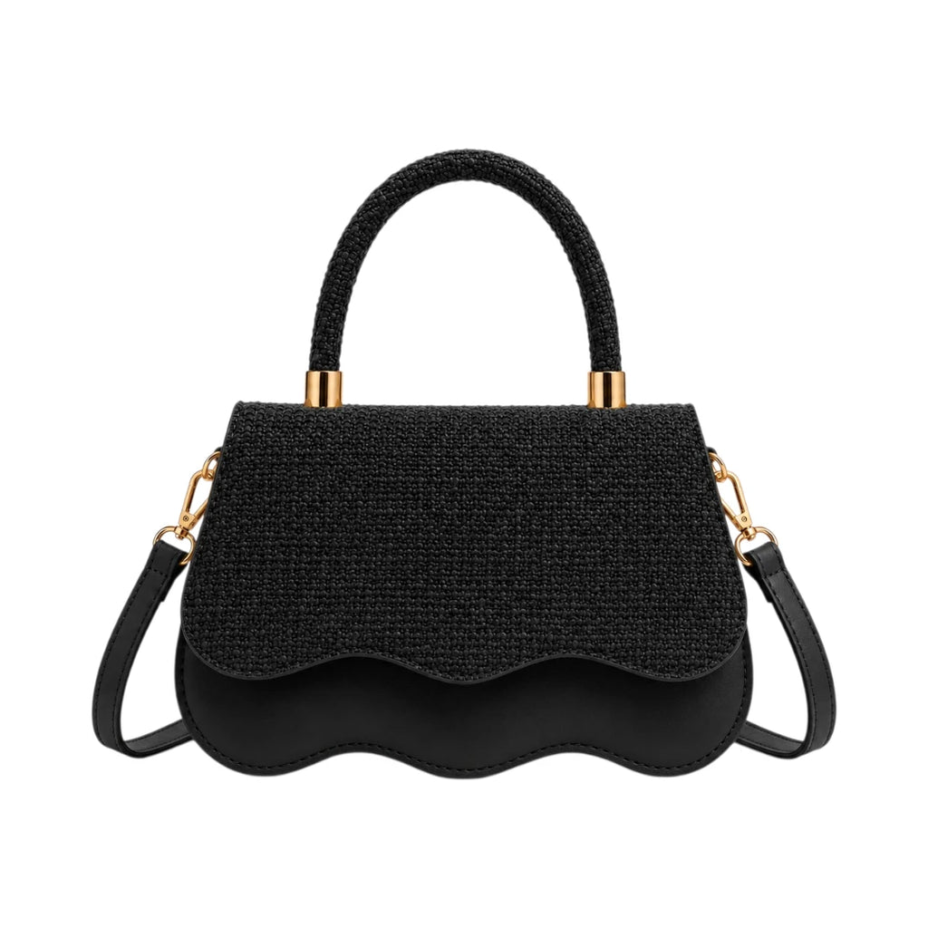 Bagvyn Black Bloom Textured Satchel Handbag
