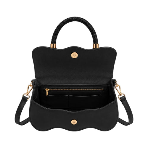 Bagvyn Black Bloom Textured Satchel Handbag