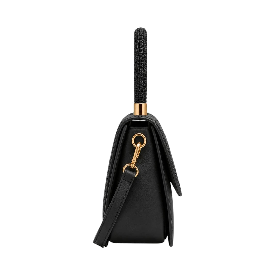 Bagvyn Black Bloom Textured Satchel Handbag
