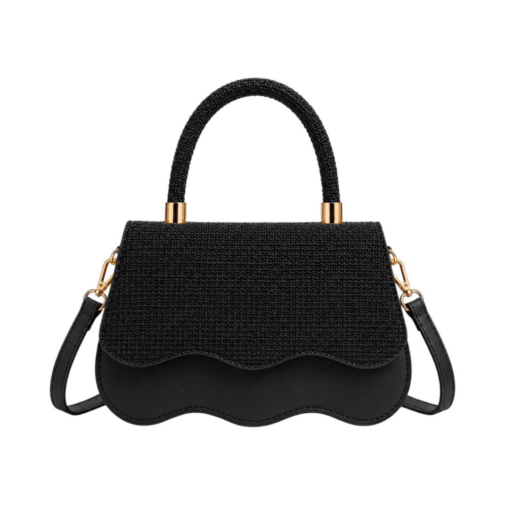 Bagvyn Black Bloom Textured Satchel Handbag