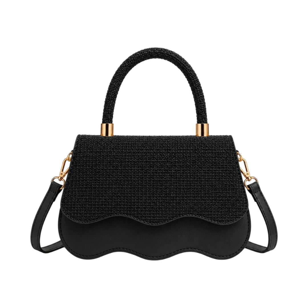 Bagvyn Black Bloom Textured Satchel Handbag
