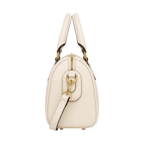 Bagvyn Cream Lock and Chain Faux Leather Satchel Handbag