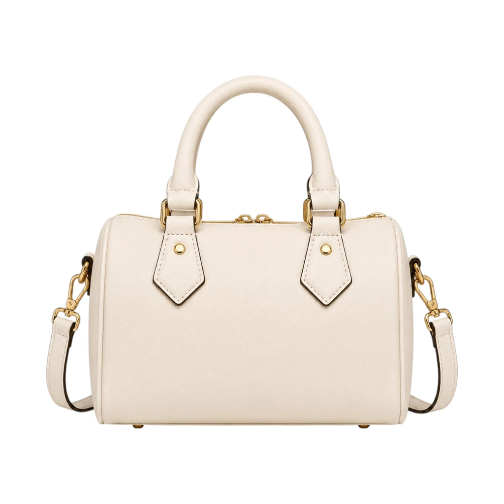 Bagvyn Cream Lock and Chain Faux Leather Satchel Handbag