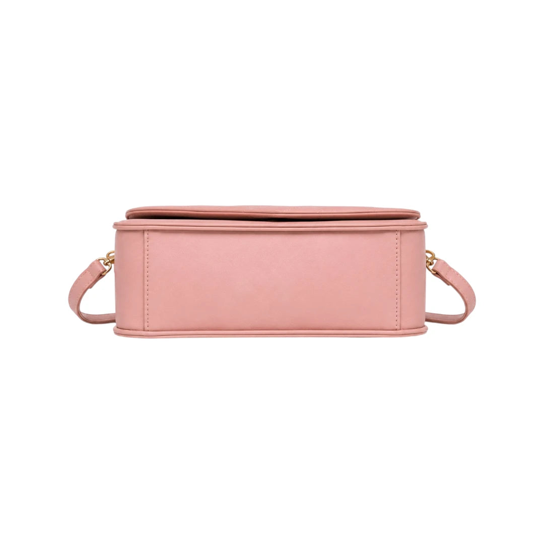 Bagvyn Pink Geometric Quilted Faux Leather Satchel Handbag