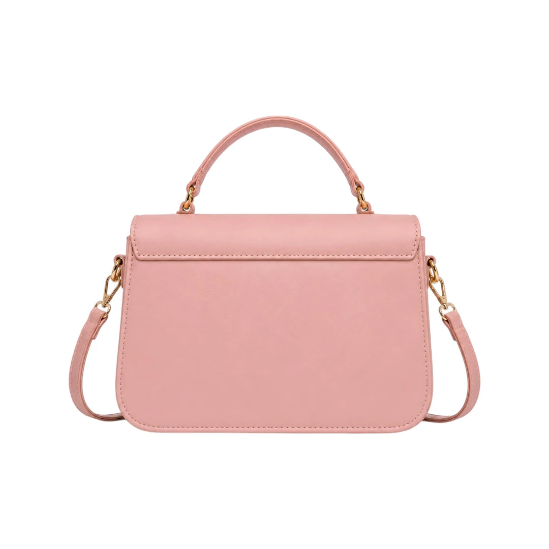 Bagvyn Pink Geometric Quilted Faux Leather Satchel Handbag