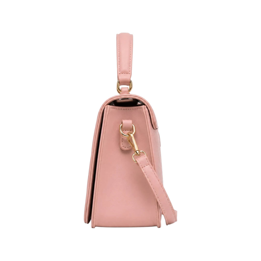 Bagvyn Pink Geometric Quilted Faux Leather Satchel Handbag